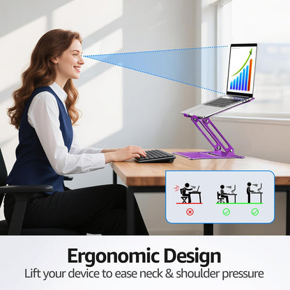 Adjustable Laptop Stand for Desk, 10-15.6“ Laptop Riser, Black
