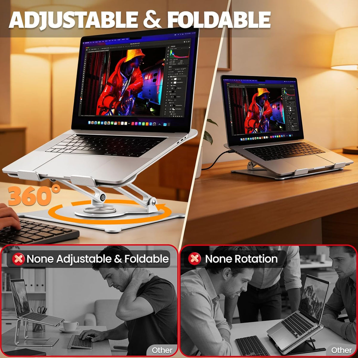 Adjustable Laptop Stand for Desk, 10-15.6“ Laptop Riser, Black