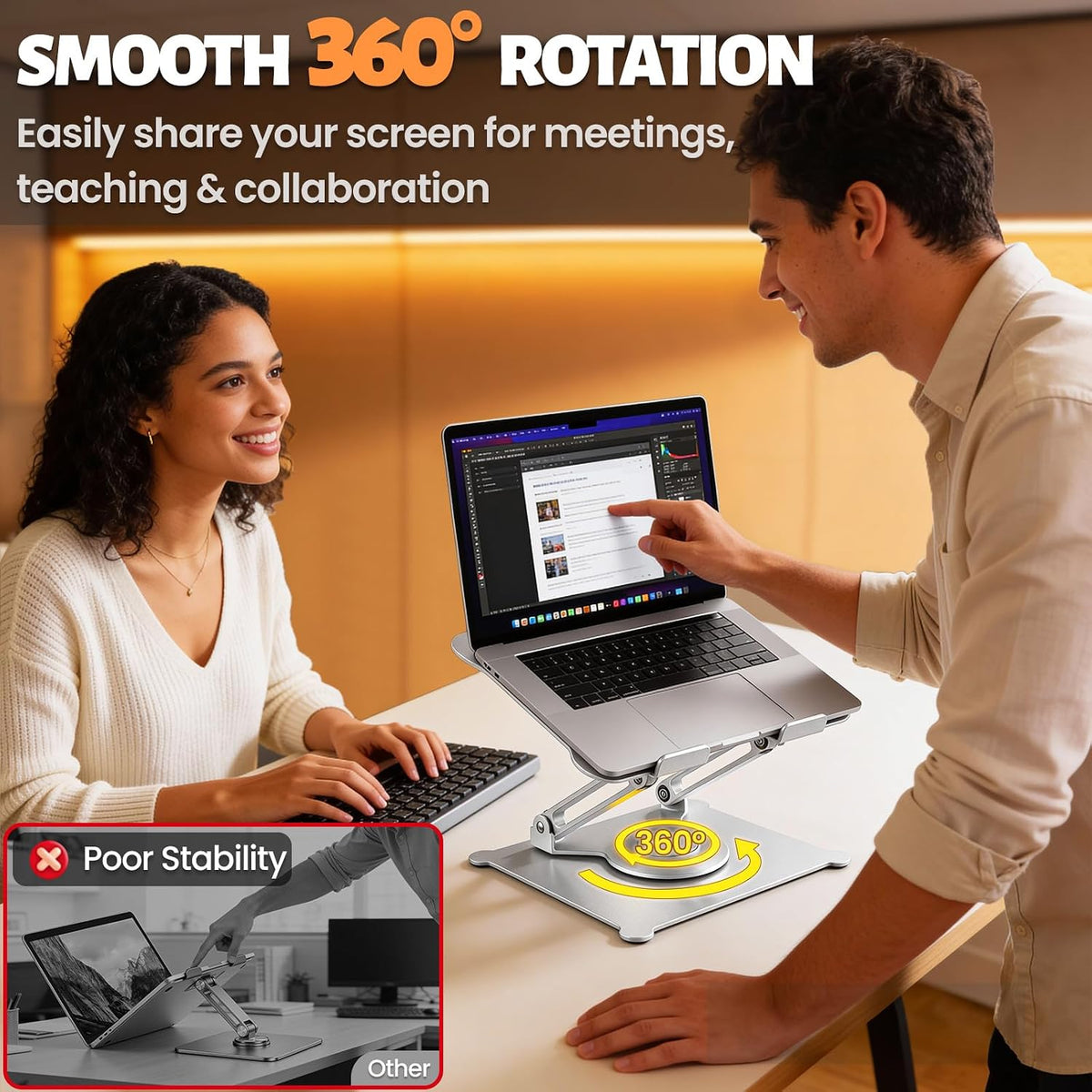 Adjustable Laptop Stand for Desk, 10-15.6“ Laptop Riser, Black