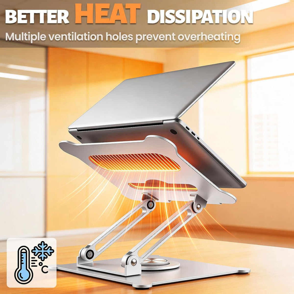 Adjustable Laptop Stand for Desk, 10-15.6“ Laptop Riser, Black
