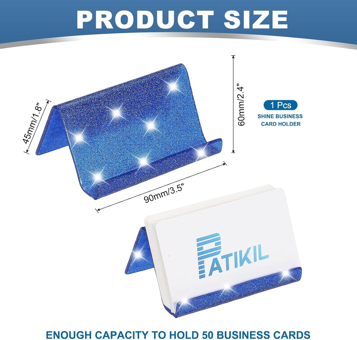 Business Card Holder for Desk, Acrylic Business Card Holders Shine Card Stand Organizer Cards Display for Office Exhibition, Pink
