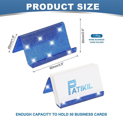 Business Card Holder for Desk, Acrylic Business Card Holders Shine Card Stand Organizer Cards Display for Office Exhibition, Pink