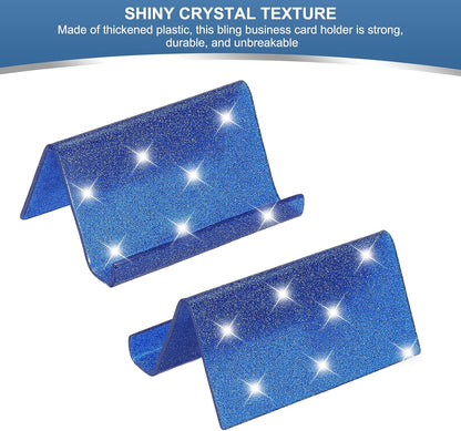 Business Card Holder for Desk, Acrylic Business Card Holders Shine Card Stand Organizer Cards Display for Office Exhibition, Pink