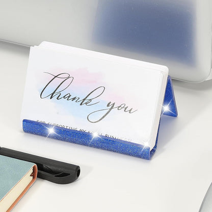 Business Card Holder for Desk, Acrylic Business Card Holders Shine Card Stand Organizer Cards Display for Office Exhibition, Pink