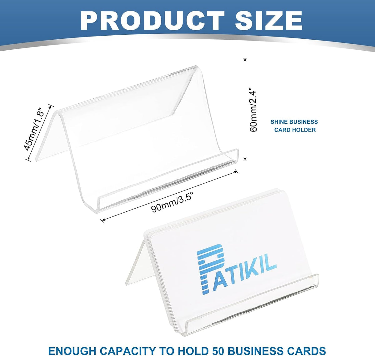 Business Card Holder for Desk, Acrylic Business Card Holders Shine Card Stand Organizer Cards Display for Office Exhibition, Pink