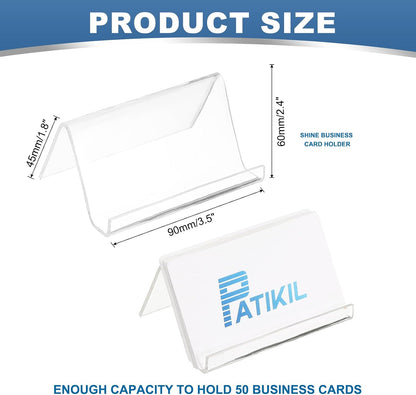 Business Card Holder for Desk, Acrylic Business Card Holders Shine Card Stand Organizer Cards Display for Office Exhibition, Pink