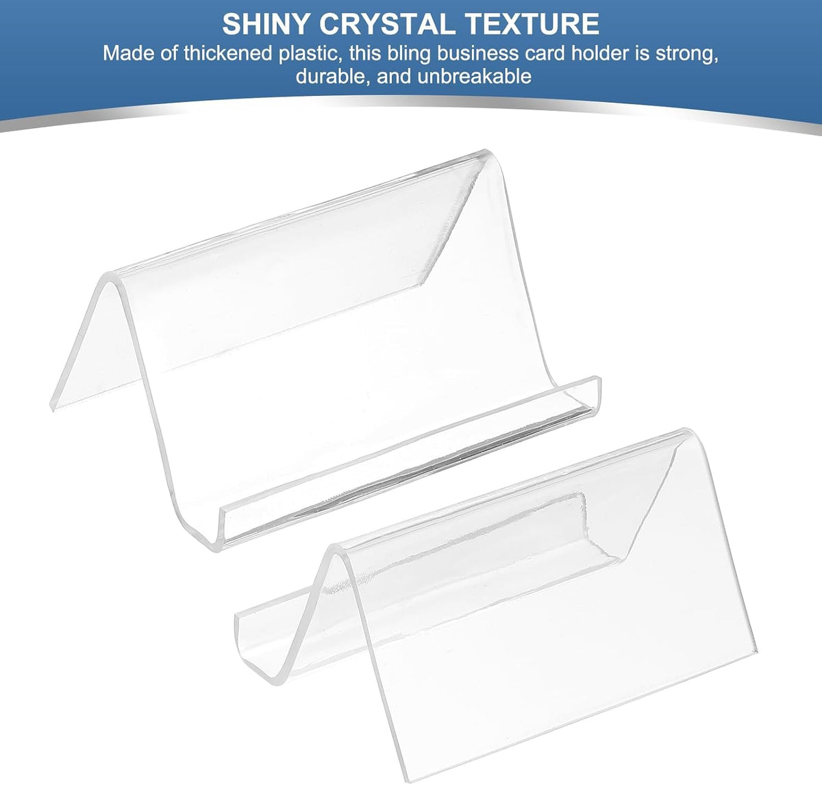 Business Card Holder for Desk, Acrylic Business Card Holders Shine Card Stand Organizer Cards Display for Office Exhibition, Pink