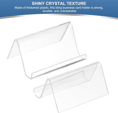 Business Card Holder for Desk, Acrylic Business Card Holders Shine Card Stand Organizer Cards Display for Office Exhibition, Pink