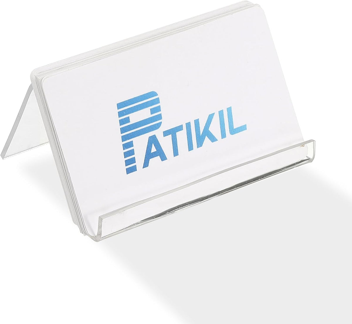 Business Card Holder for Desk, Acrylic Business Card Holders Shine Card Stand Organizer Cards Display for Office Exhibition, Pink
