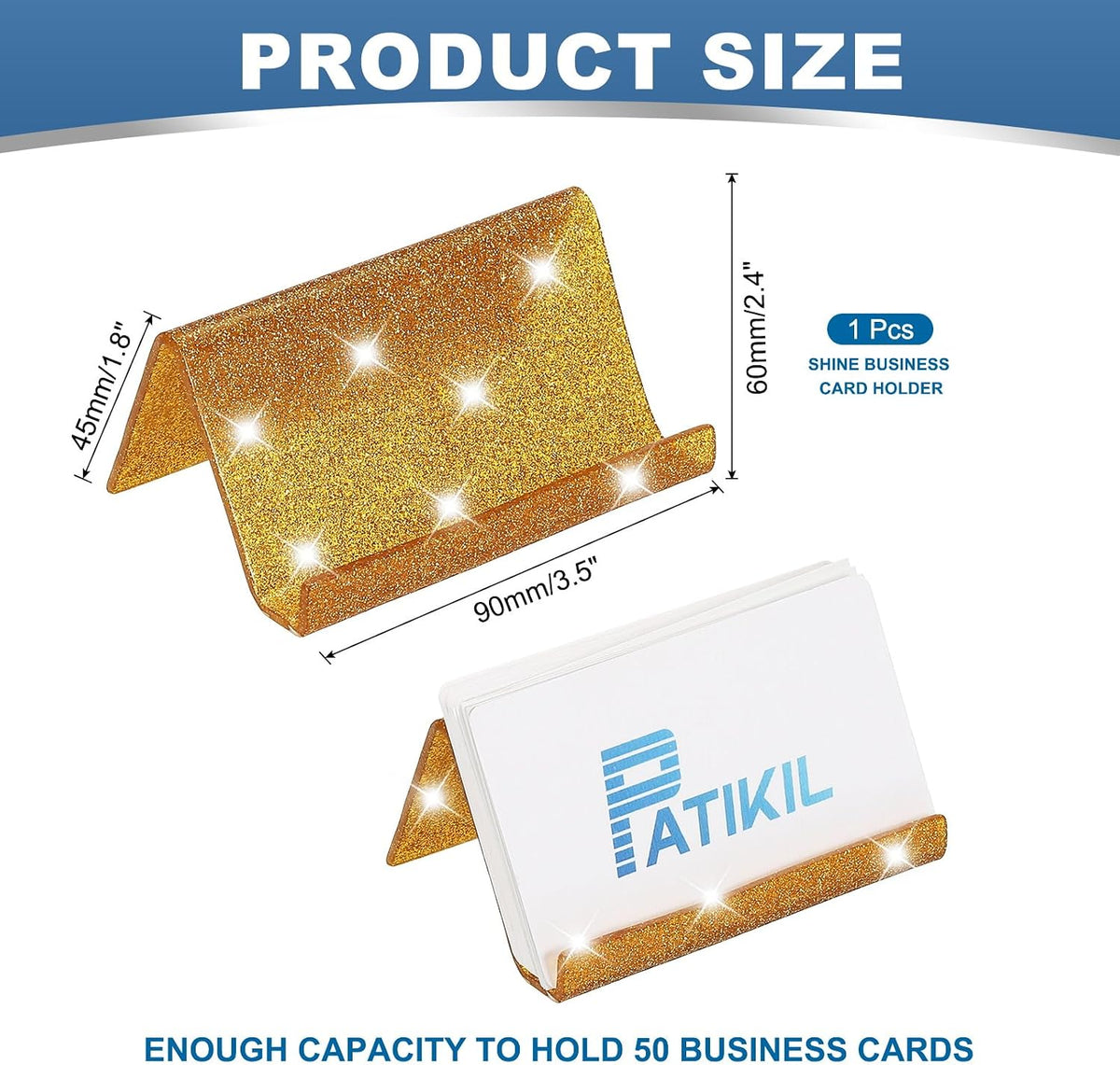 Business Card Holder for Desk, Acrylic Business Card Holders Shine Card Stand Organizer Cards Display for Office Exhibition, Pink