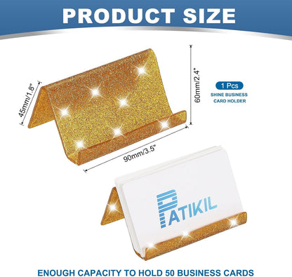 Business Card Holder for Desk, Acrylic Business Card Holders Shine Card Stand Organizer Cards Display for Office Exhibition, Pink