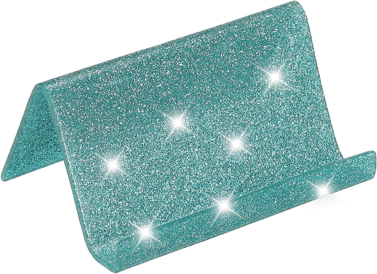 Business Card Holder for Desk, Acrylic Business Card Holders Shine Card Stand Organizer Cards Display for Office Exhibition, Pink