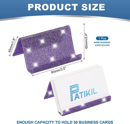 Business Card Holder for Desk, Acrylic Business Card Holders Shine Card Stand Organizer Cards Display for Office Exhibition, Pink