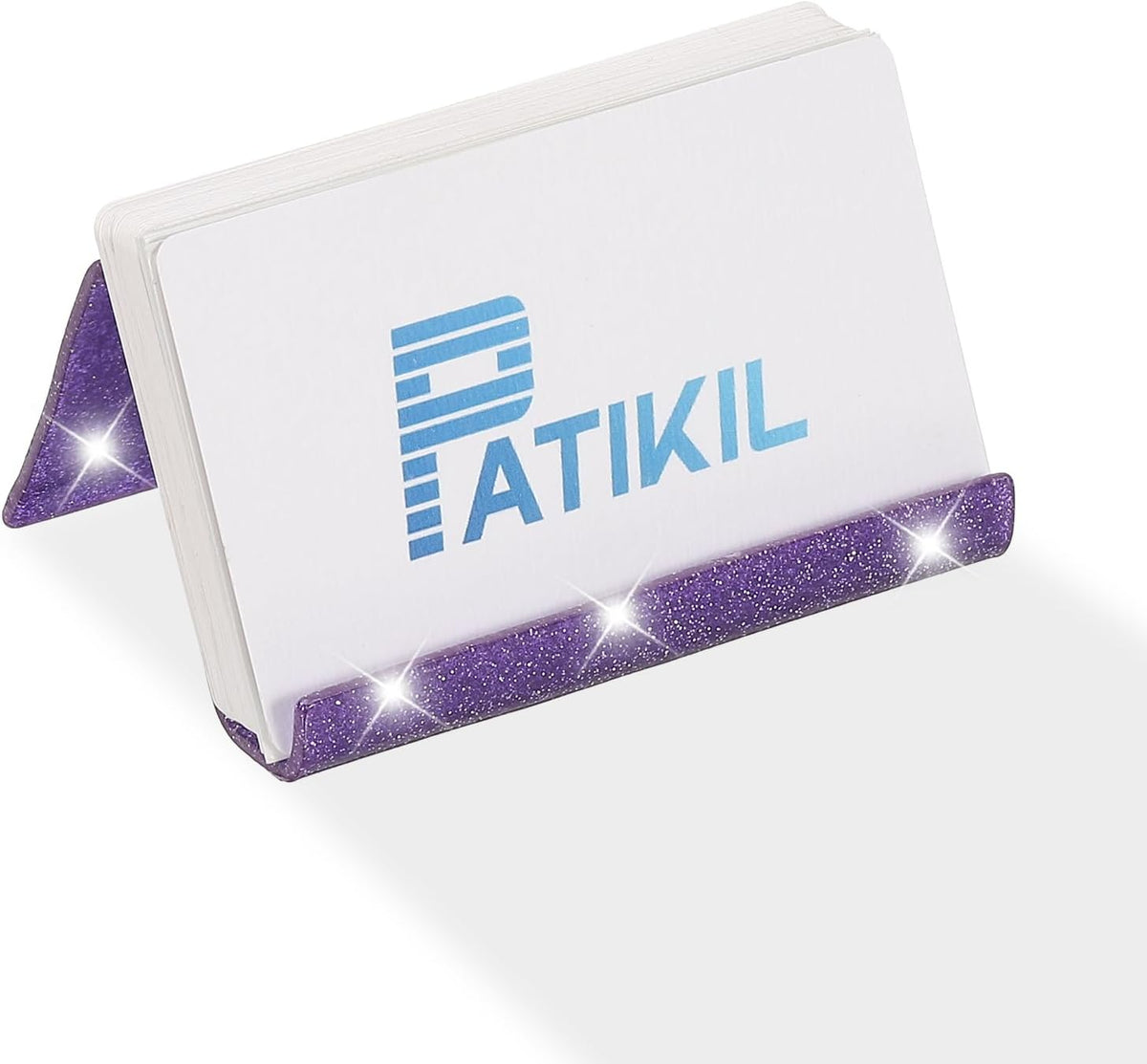 Business Card Holder for Desk, Acrylic Business Card Holders Shine Card Stand Organizer Cards Display for Office Exhibition, Pink