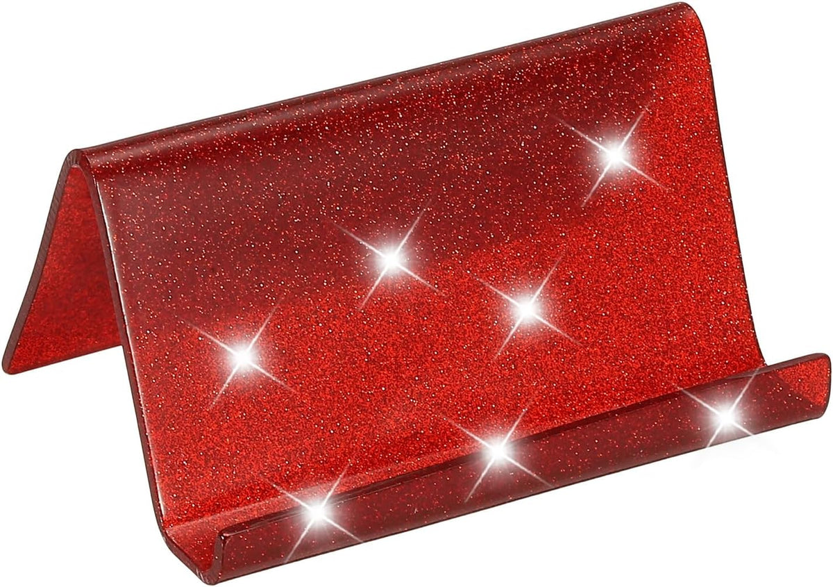 Business Card Holder for Desk, Acrylic Business Card Holders Shine Card Stand Organizer Cards Display for Office Exhibition, Pink