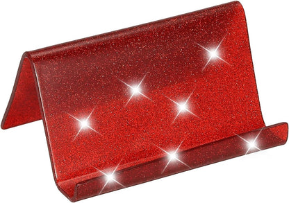 Business Card Holder for Desk, Acrylic Business Card Holders Shine Card Stand Organizer Cards Display for Office Exhibition, Pink