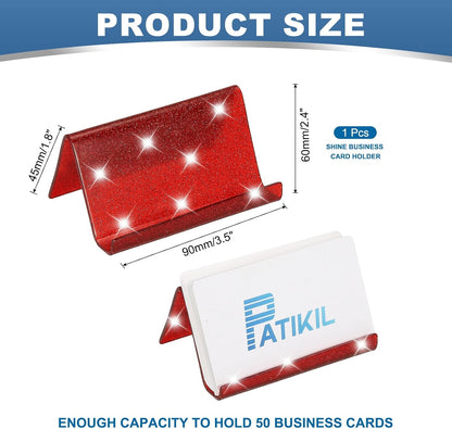 Business Card Holder for Desk, Acrylic Business Card Holders Shine Card Stand Organizer Cards Display for Office Exhibition, Pink