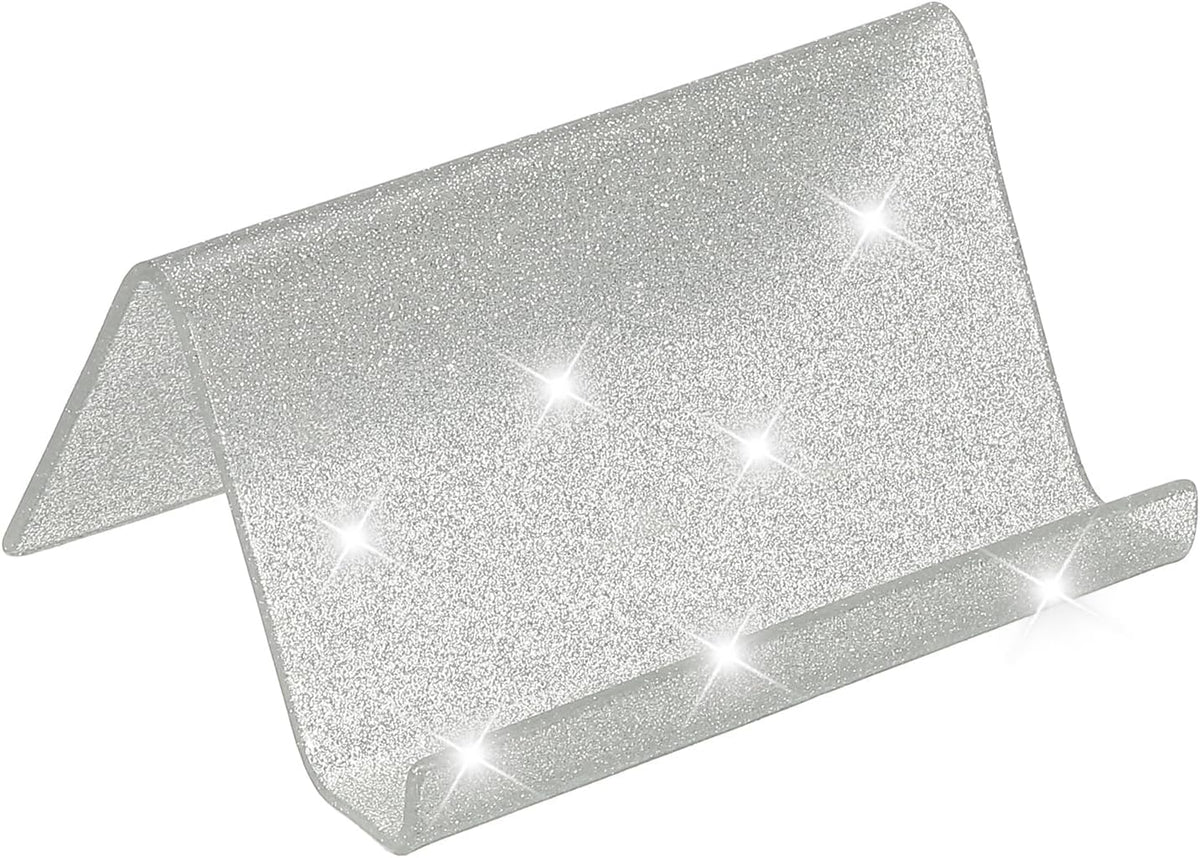 Business Card Holder for Desk, Acrylic Business Card Holders Shine Card Stand Organizer Cards Display for Office Exhibition, Pink