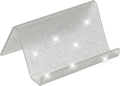 Business Card Holder for Desk, Acrylic Business Card Holders Shine Card Stand Organizer Cards Display for Office Exhibition, Pink