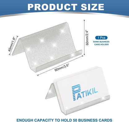 Business Card Holder for Desk, Acrylic Business Card Holders Shine Card Stand Organizer Cards Display for Office Exhibition, Pink