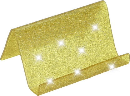 Business Card Holder for Desk, Acrylic Business Card Holders Shine Card Stand Organizer Cards Display for Office Exhibition, Pink