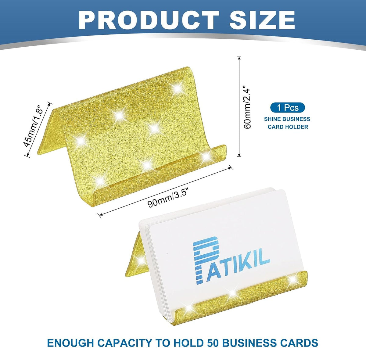 Business Card Holder for Desk, Acrylic Business Card Holders Shine Card Stand Organizer Cards Display for Office Exhibition, Pink