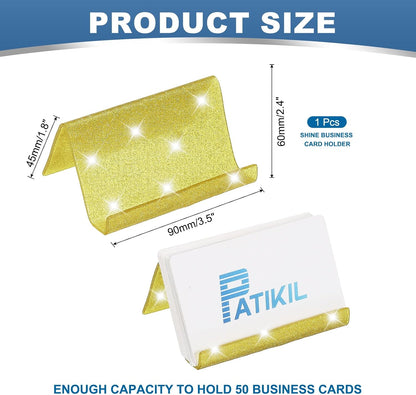 Business Card Holder for Desk, Acrylic Business Card Holders Shine Card Stand Organizer Cards Display for Office Exhibition, Pink
