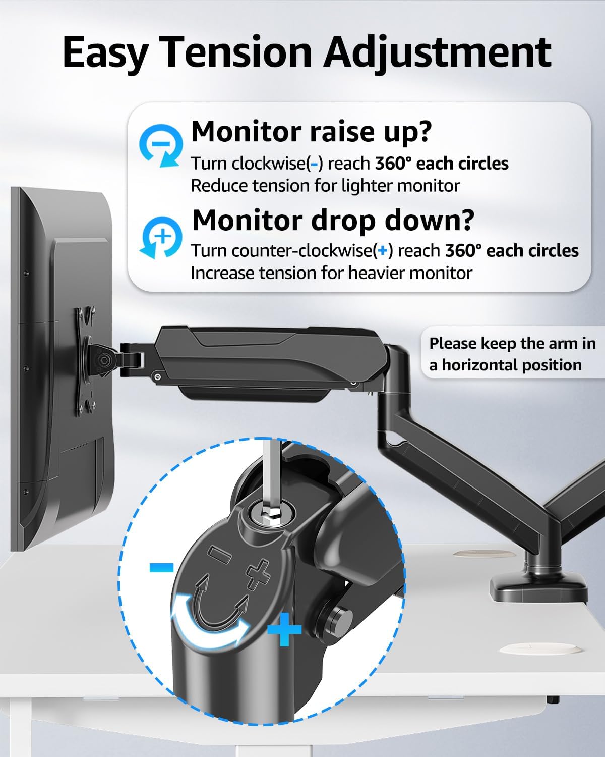 Dual Monitor Stand for Desk, Monitor Arms for 2 Monitors 32 27 24 22 Inches, Height Adjustable Double Monitor Mount, VESA Mount with C-Clamp & Grommet Base, Holds 4.4-17.6lbs