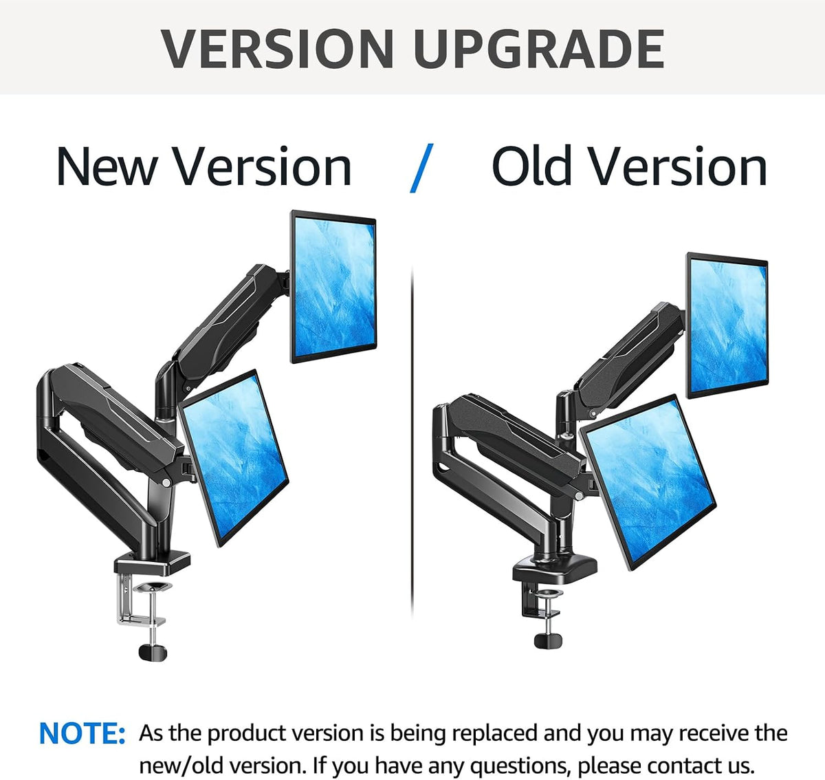 Dual Monitor Stand for Desk, Monitor Arms for 2 Monitors 32 27 24 22 Inches, Height Adjustable Double Monitor Mount, VESA Mount with C-Clamp & Grommet Base, Holds 4.4-17.6lbs