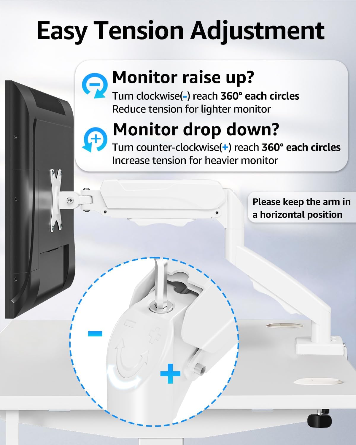 Dual Monitor Stand for Desk, Monitor Arms for 2 Monitors 32 27 24 22 Inches, Height Adjustable Double Monitor Mount, VESA Mount with C-Clamp & Grommet Base, Holds 4.4-17.6lbs