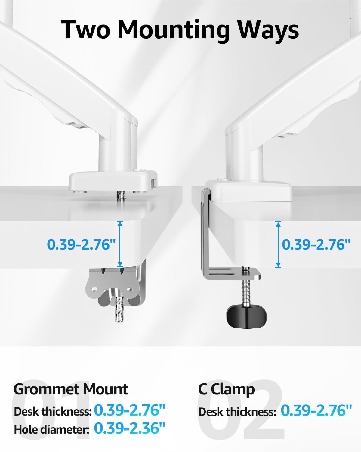 Dual Monitor Stand for Desk, Monitor Arms for 2 Monitors 32 27 24 22 Inches, Height Adjustable Double Monitor Mount, VESA Mount with C-Clamp & Grommet Base, Holds 4.4-17.6lbs
