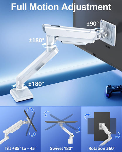 Dual Monitor Stand for Desk, Monitor Arms for 2 Monitors 32 27 24 22 Inches, Height Adjustable Double Monitor Mount, VESA Mount with C-Clamp & Grommet Base, Holds 4.4-17.6lbs