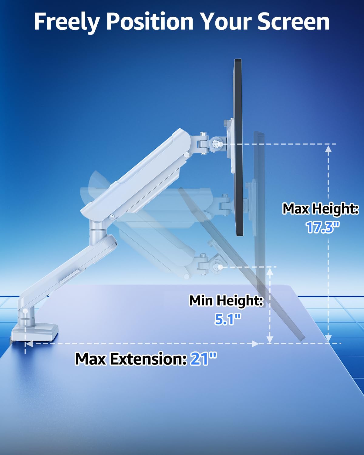 Dual Monitor Stand for Desk, Monitor Arms for 2 Monitors 32 27 24 22 Inches, Height Adjustable Double Monitor Mount, VESA Mount with C-Clamp & Grommet Base, Holds 4.4-17.6lbs