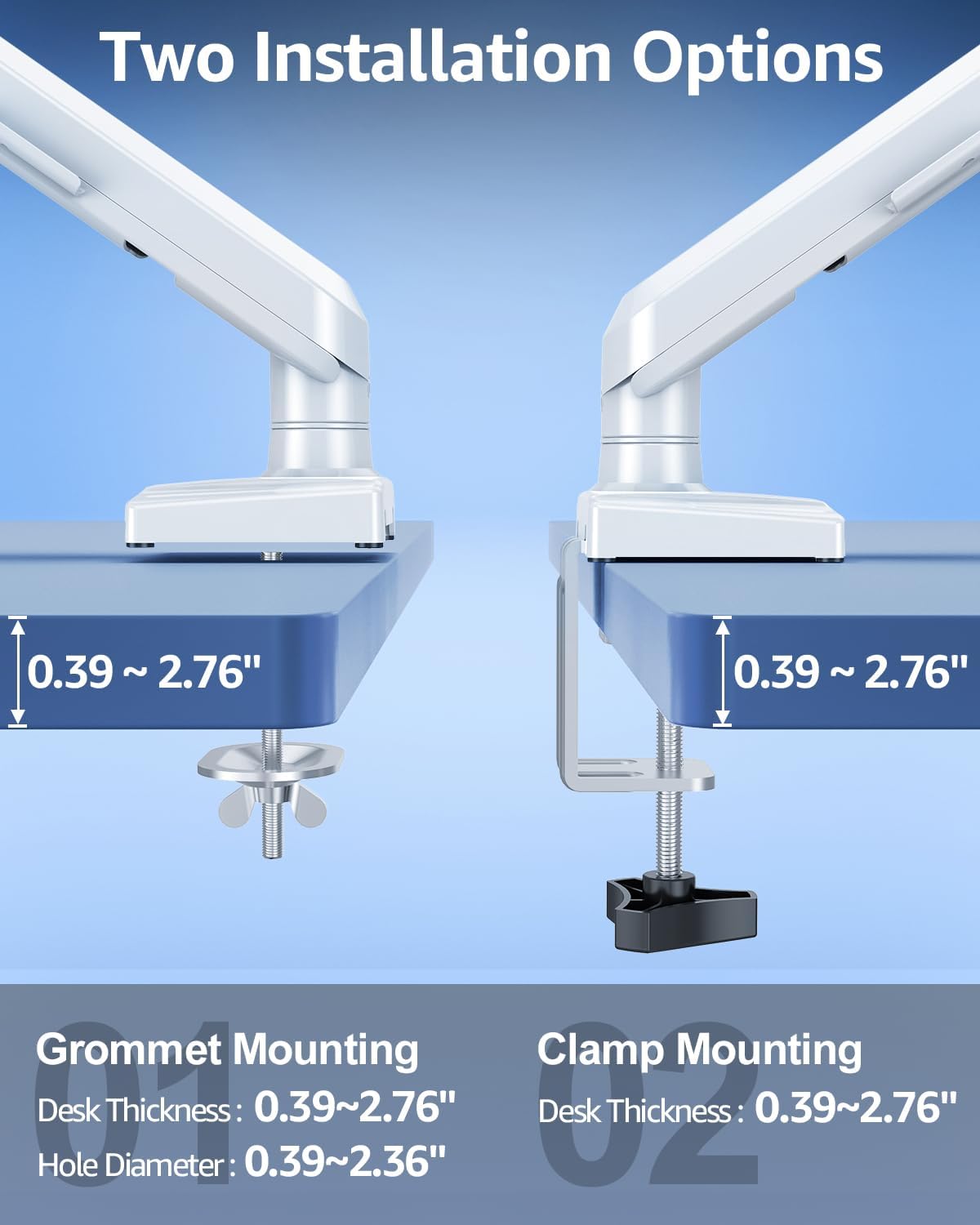 Dual Monitor Stand for Desk, Monitor Arms for 2 Monitors 32 27 24 22 Inches, Height Adjustable Double Monitor Mount, VESA Mount with C-Clamp & Grommet Base, Holds 4.4-17.6lbs