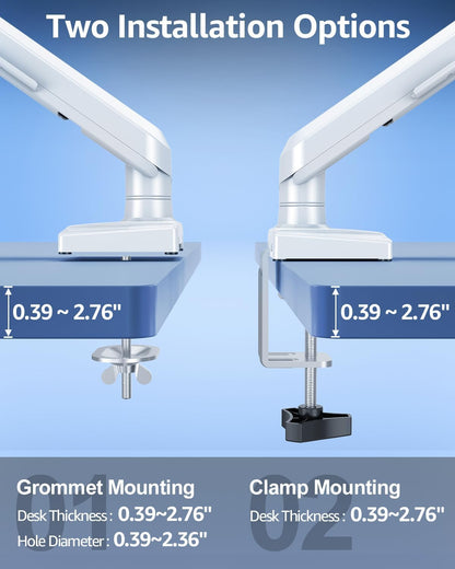 Dual Monitor Stand for Desk, Monitor Arms for 2 Monitors 32 27 24 22 Inches, Height Adjustable Double Monitor Mount, VESA Mount with C-Clamp & Grommet Base, Holds 4.4-17.6lbs