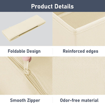 Drawer Organizer Clothes, Dresser Organizer, Foldable Closet Organizers and Storage, Fabric Dresser Bins, Drawer Dividers for Nursery, Baby Clothes, Underwears, Sock (Beige)
