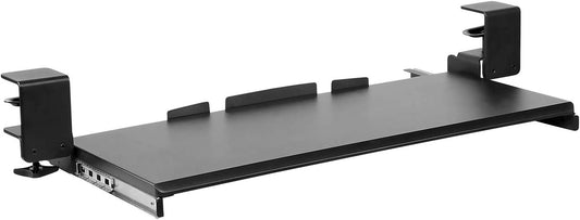 ! Keyboard Tray Under Desk, Clamp-On No-Drill Slide-Out Keyboard Drawer with Mouse Platform, 27" x 11" Ergonomic Keyboard Tray for Home Office, Fits Desks up to 2.2" Thick