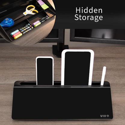 Black Glass 16 x 7 in Dry Erase Board with Storage, DESK-WB16B