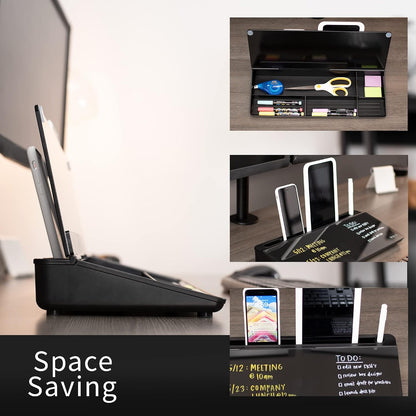 Black Glass 16 x 7 in Dry Erase Board with Storage, DESK-WB16B