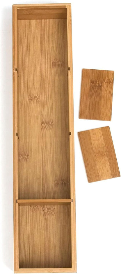 Bamboo Drawer Organizer with 3 Removable Dividers, Brown