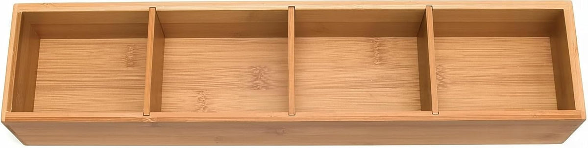 Bamboo Drawer Organizer with 3 Removable Dividers, Brown