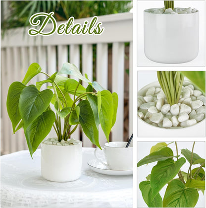 Fake Plants in Ceramic Pot, 11" Potted Artificial Plants Home Decor