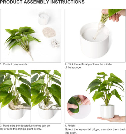 Fake Plants in Ceramic Pot, 11" Potted Artificial Plants Home Decor