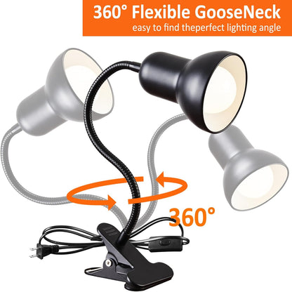 Clip on Desk Lamp, 360° Rotating Ggooseneck Lamp, Eye-Caring Desk Lamp