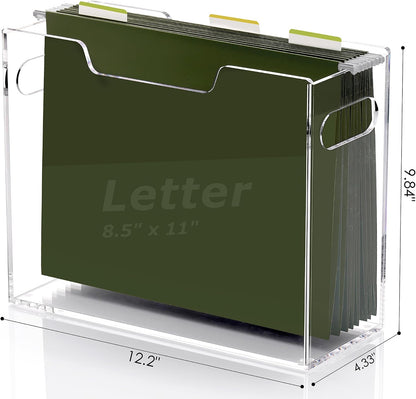 Acrylic Hanging File Organizer Box with Handles