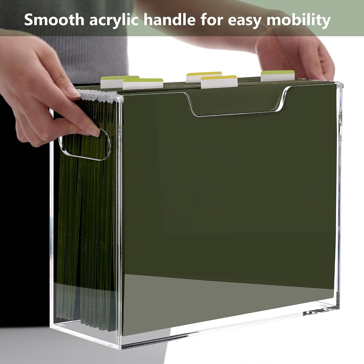 Acrylic Hanging File Organizer Box with Handles