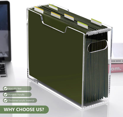 Acrylic Hanging File Organizer Box with Handles