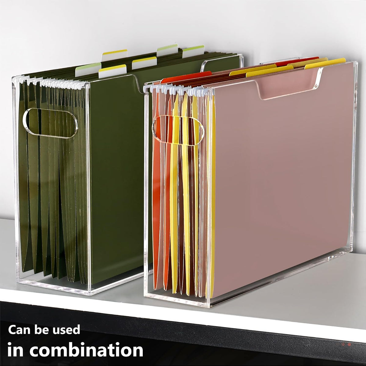 Acrylic Hanging File Organizer Box with Handles