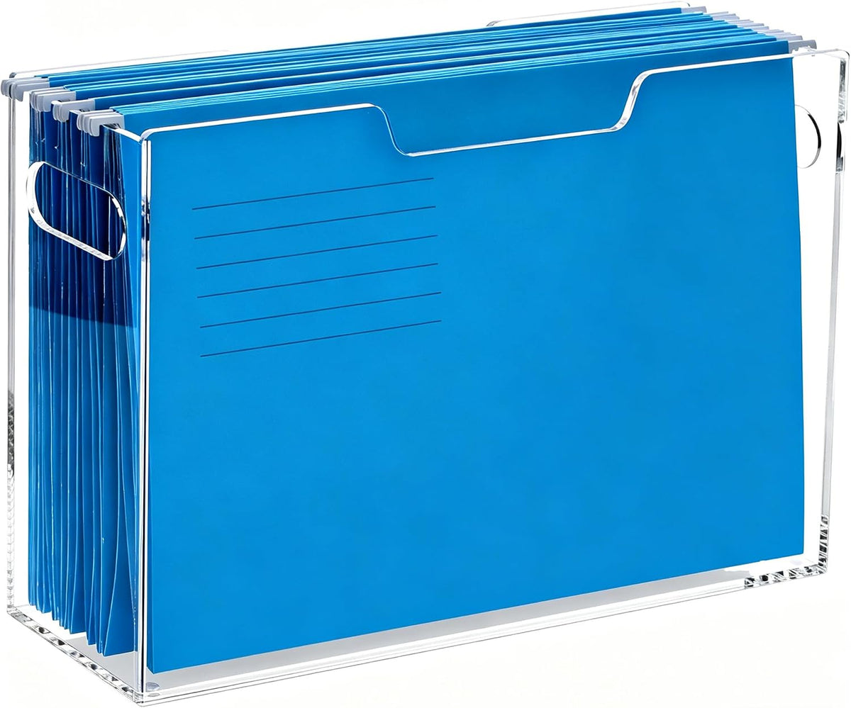 Acrylic Hanging File Organizer Box with Handles