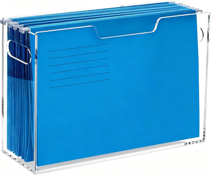 Acrylic Hanging File Organizer Box with Handles